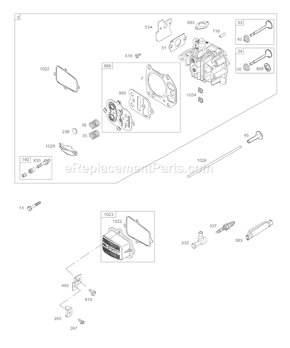 Page B Diagram and Parts List for AA0101-0001  Briggs and Stratton Engine
